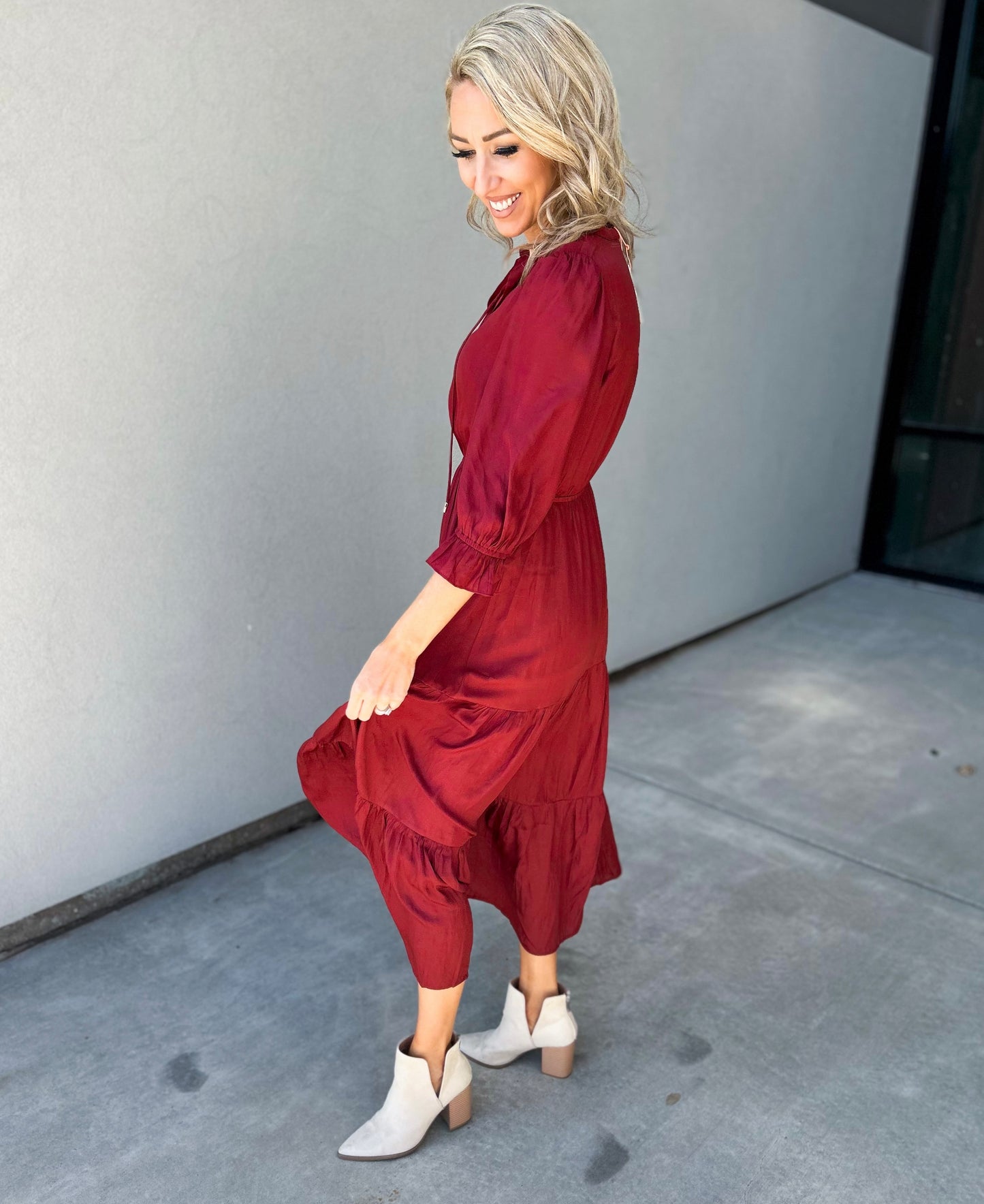 Emelina Satin Maxi Dress (Burgundy)