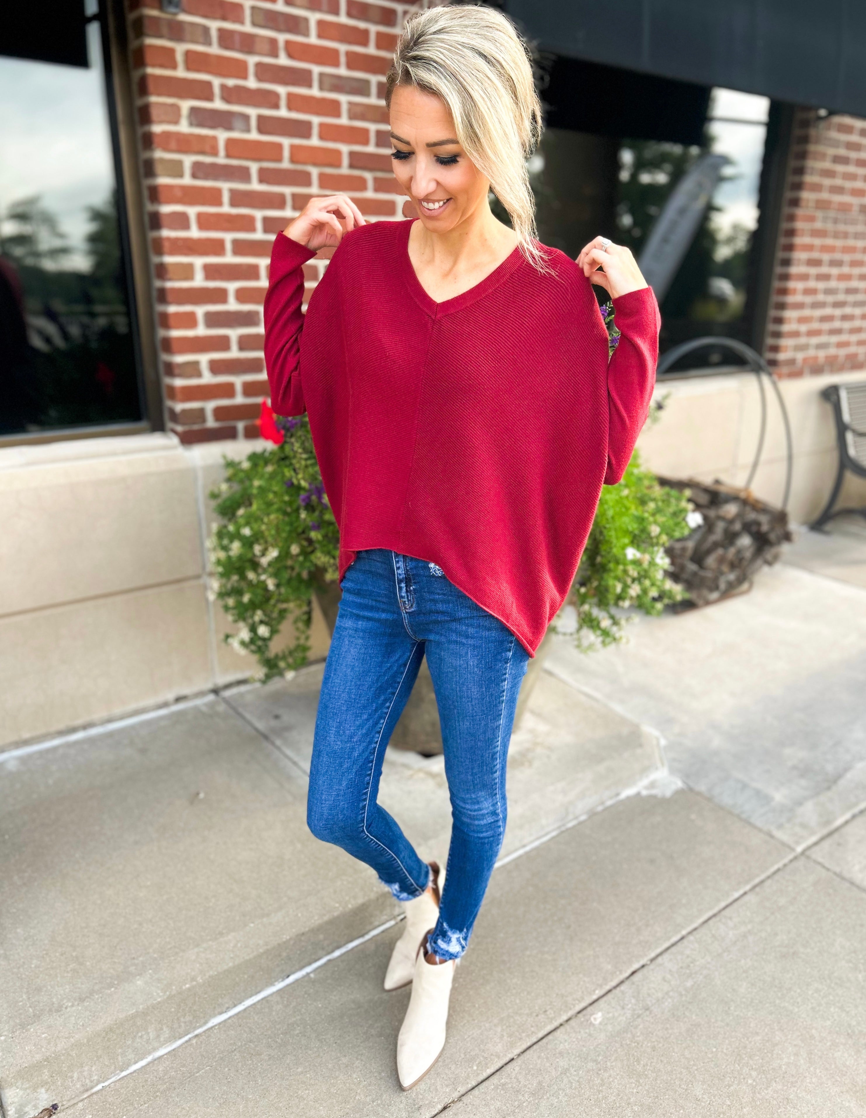 High low clearance sweater