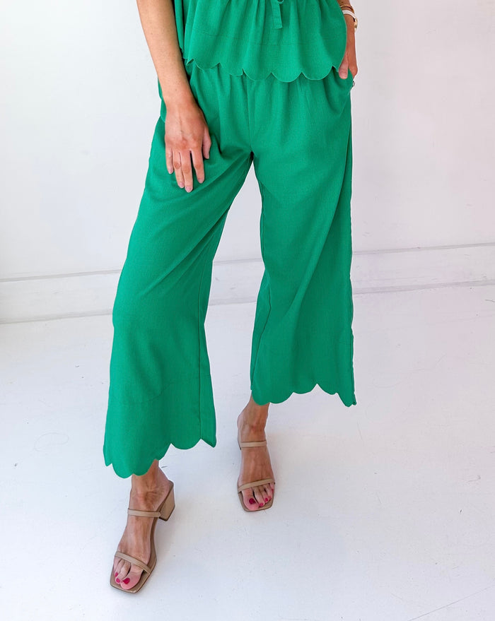 Amelia Elastic Waist Scalloped Hem Pant RESTOCK