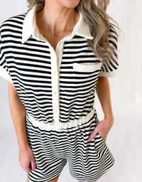 Kennedy Button Down Striped Romper