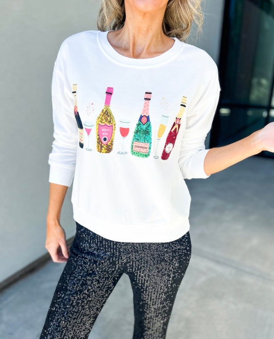 Sequin Wine Glass Sweatshirt