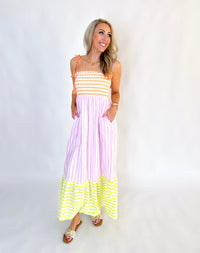 Sherbet Colored Stripe Maxi Dress