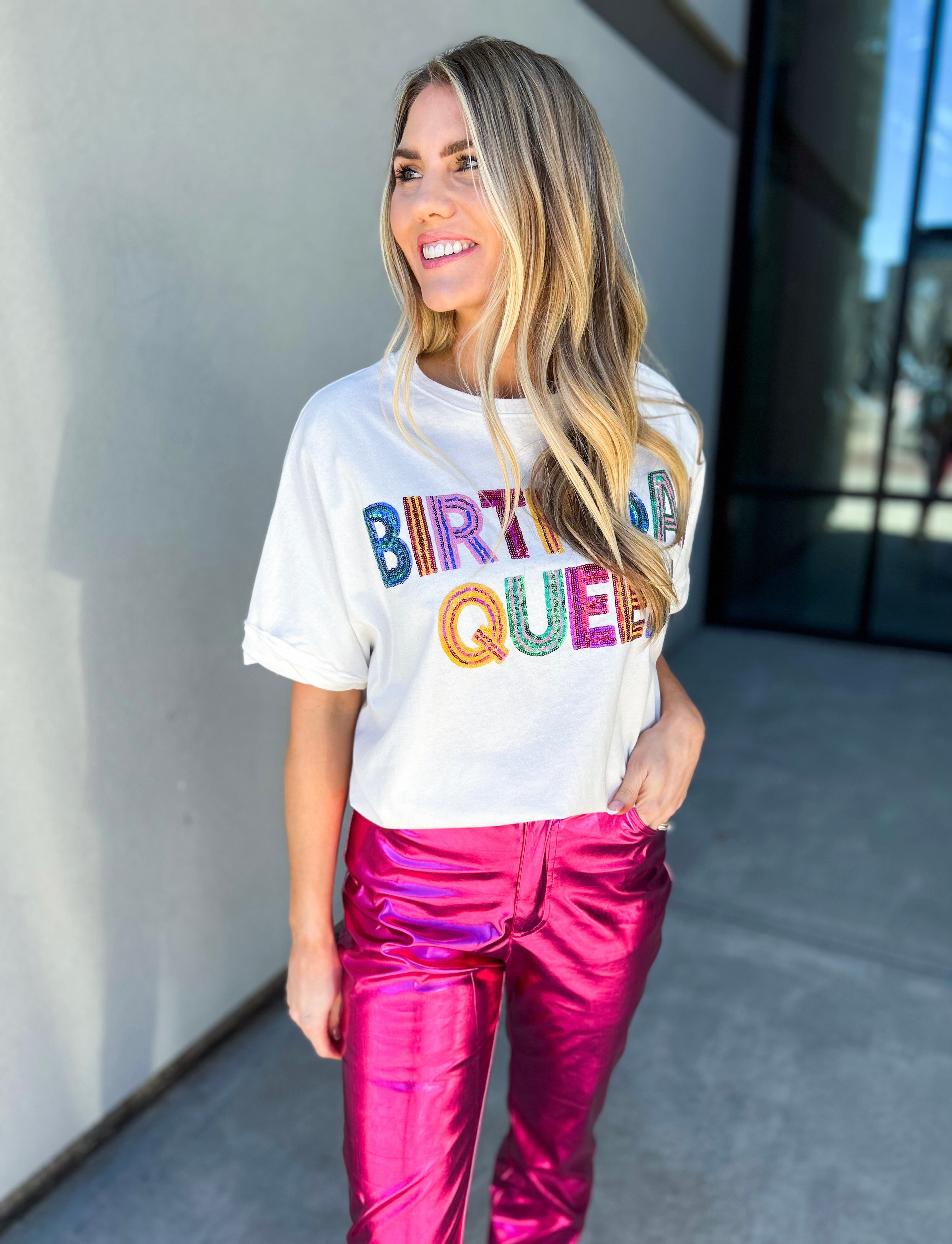 Birthday Queen Sequin Oversized T-Shirt – Nova Lee Boutique