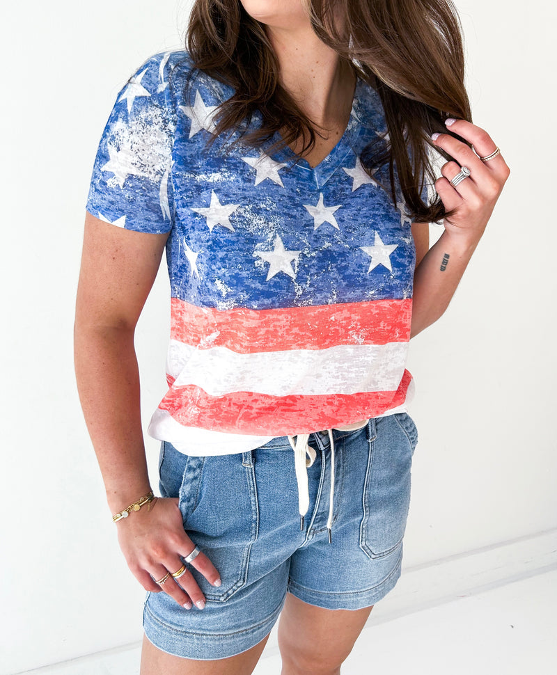 American Flag Burnout Tee