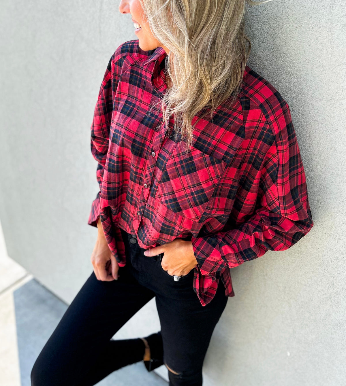 Dani Oversized Plaid Flannel Button Up Shirt