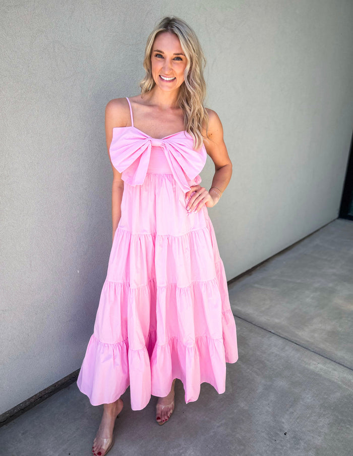 Candy PInk Big Bow Midi Dress