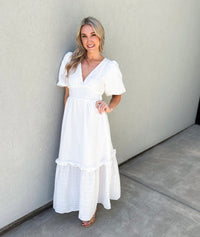 Snow White Crinkle Maxi Dress