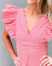 Picnic Ruffle Sleeve Gingham Romper