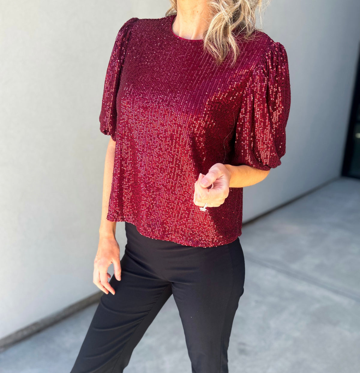 Beloved Puff Sleeve Sequin Top