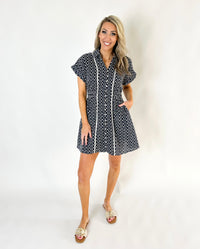 Zoe Embroidered Button Down Shirt Dress