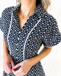 Zoe Embroidered Button Down Shirt Dress