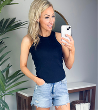 Esby Ribbed Tank Top (Black)