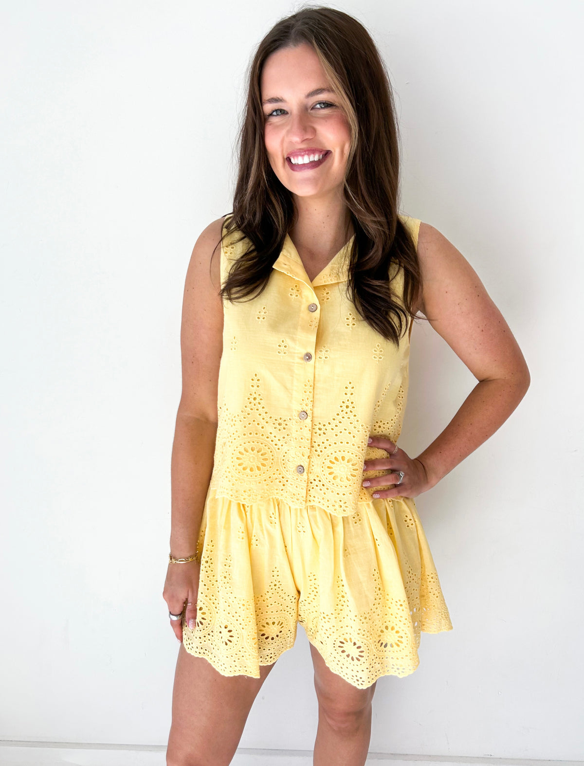 Lemon Eyelet Top
