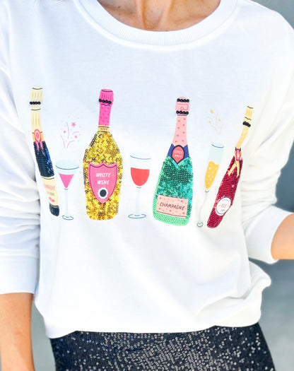 Sequin Wine Glass Sweatshirt