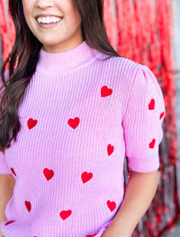 Heart Short Sleeve Sweater Top