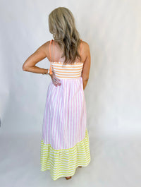 Sherbet Colored Stripe Maxi Dress