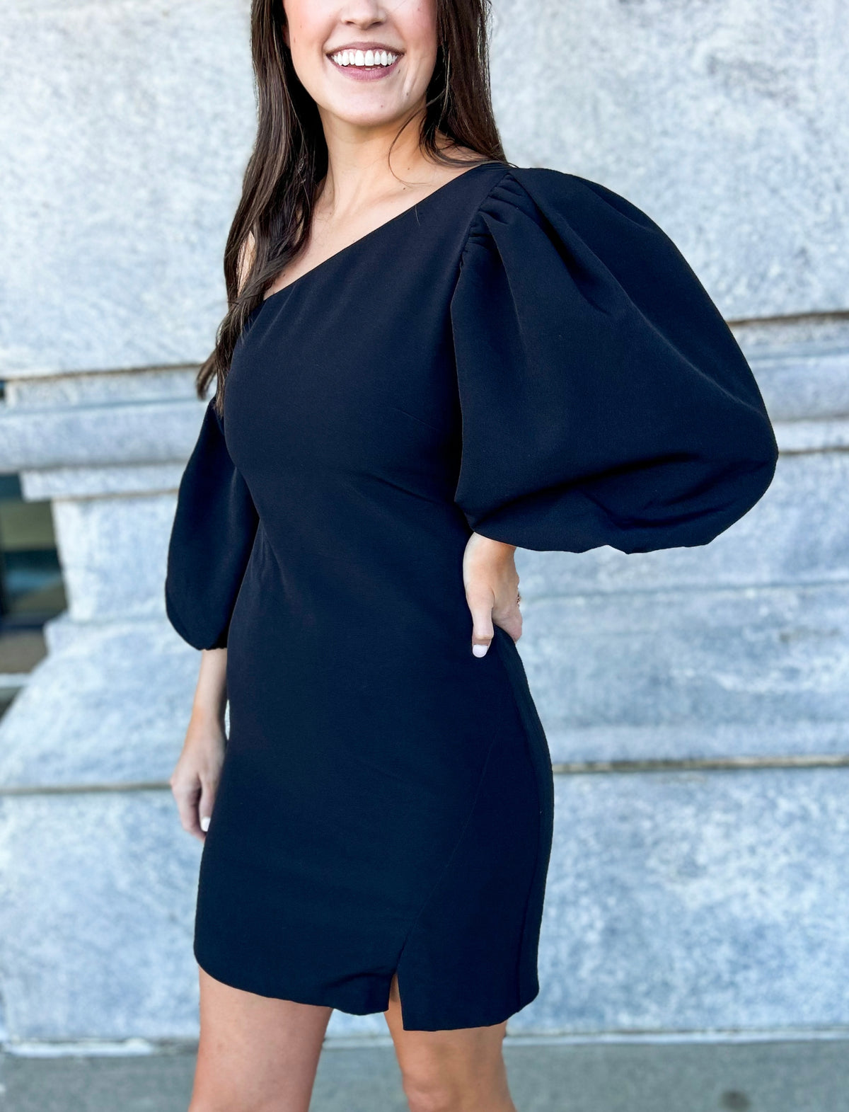 Isabelle One Shoulder Puff Sleeve Dress Nova Lee Boutique Isabelle One Shoulder Puff Sleeve Dress Nova Lee Boutique