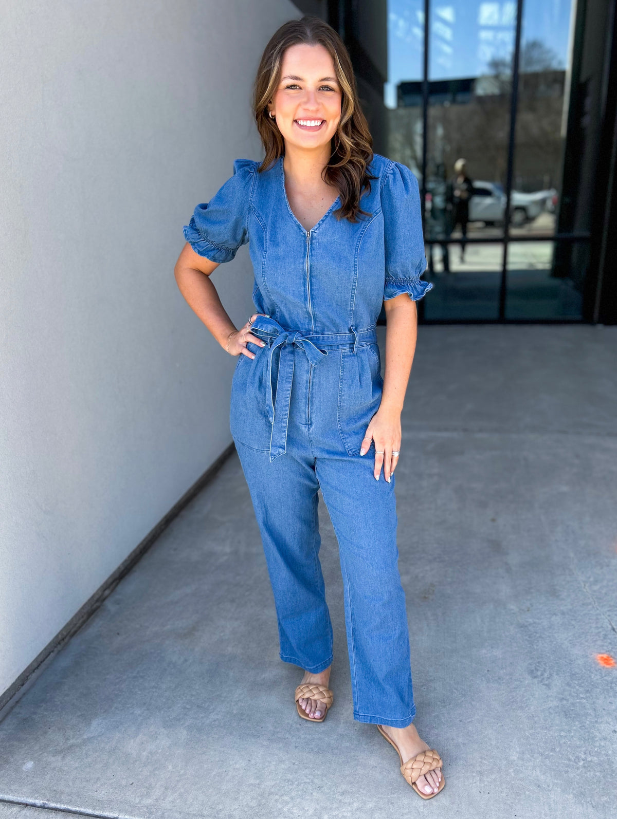 Tara Stretch Denim Jumpsuit