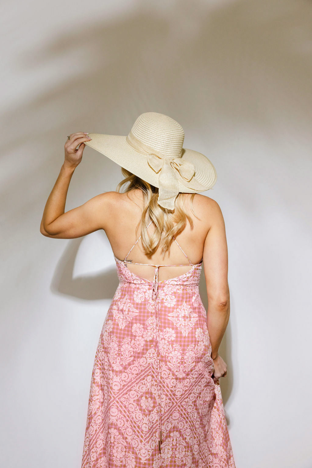 ginger pink dress Ginger Checkered Maxi Dress