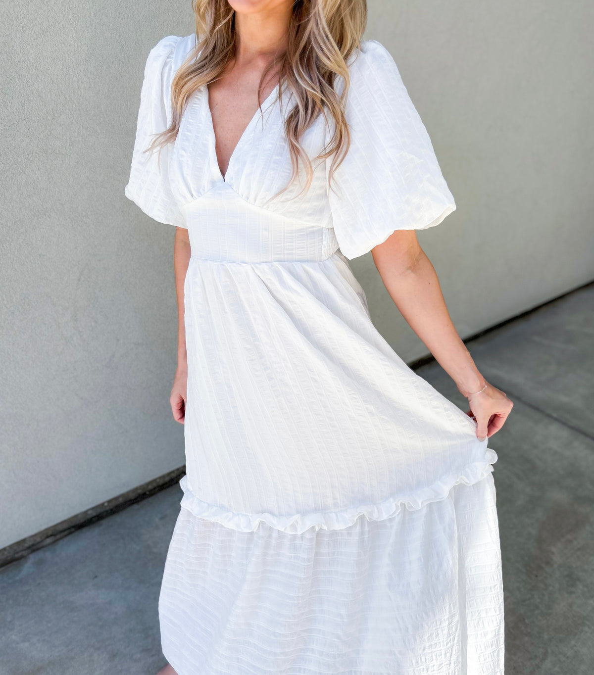 Snow White Crinkle Maxi Dress