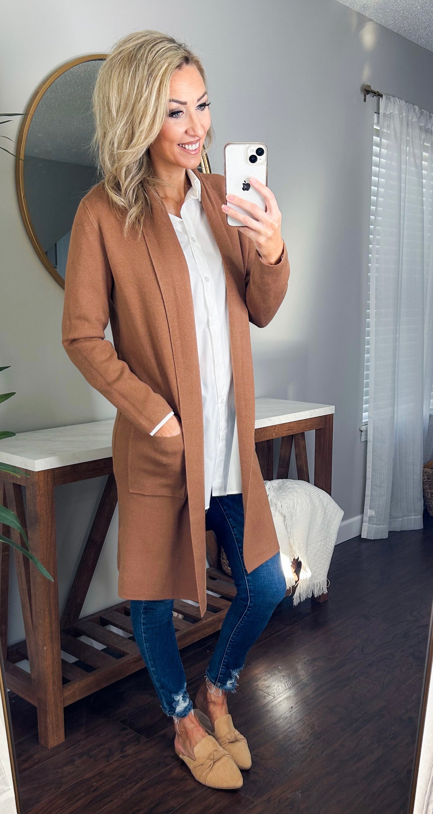 Melissa Knitted Long Sweater Cardigan (Camel)