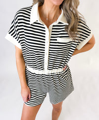 Kennedy Button Down Striped Romper