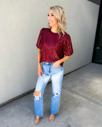 Beloved Puff Sleeve Sequin Top