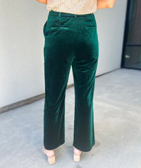 She Knows It Velvet Elastic Waist Pants (Hunter Green)