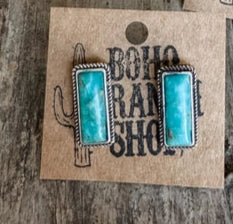 Western Turquoise Bar Earrings