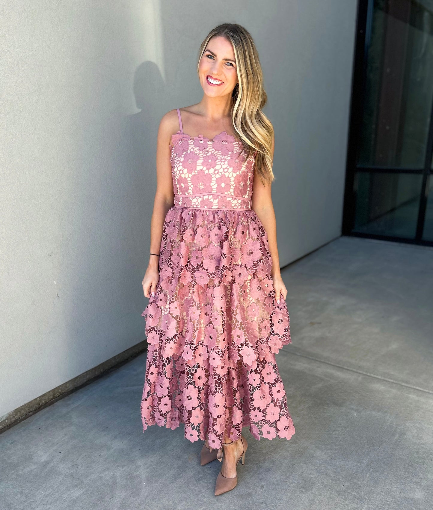 Lindsey Three Layer Flower Lace Dress