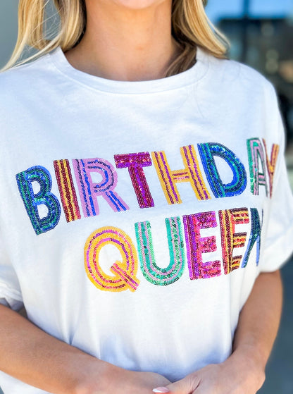Birthday Queen Sequin Oversized T-Shirt