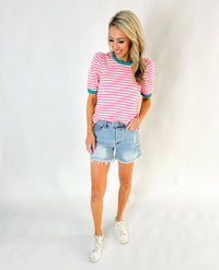 Kira Long Distressed Denim Shorts