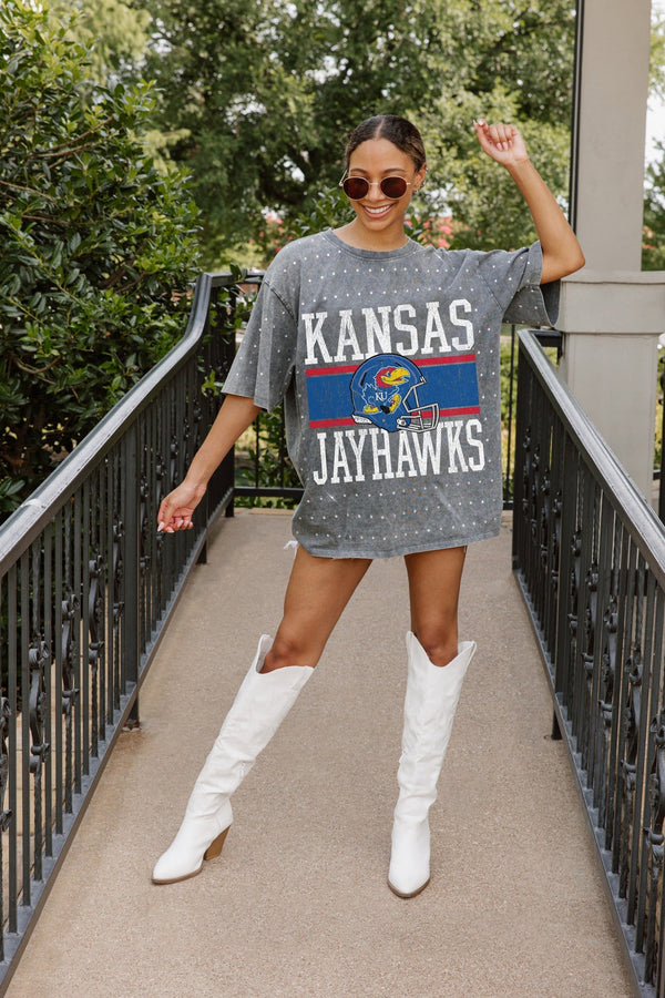 Kansas Jayhawks Rhinestone Oversized Tee
