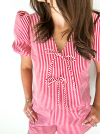 Terrie Striped Bow Top