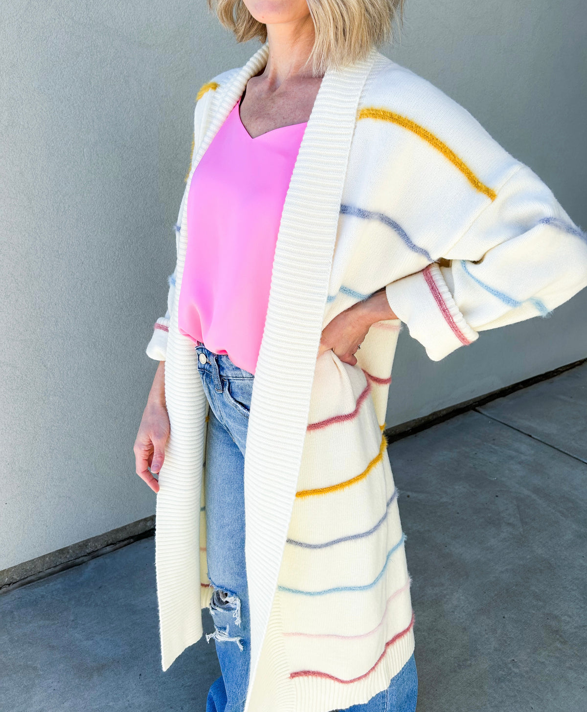 Rainbow Striped Very Oversized Cardigan