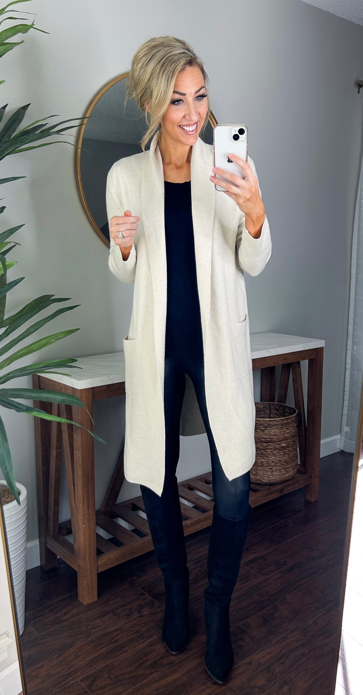 Melissa Knitted Long Sweater Cardigan (Cream)