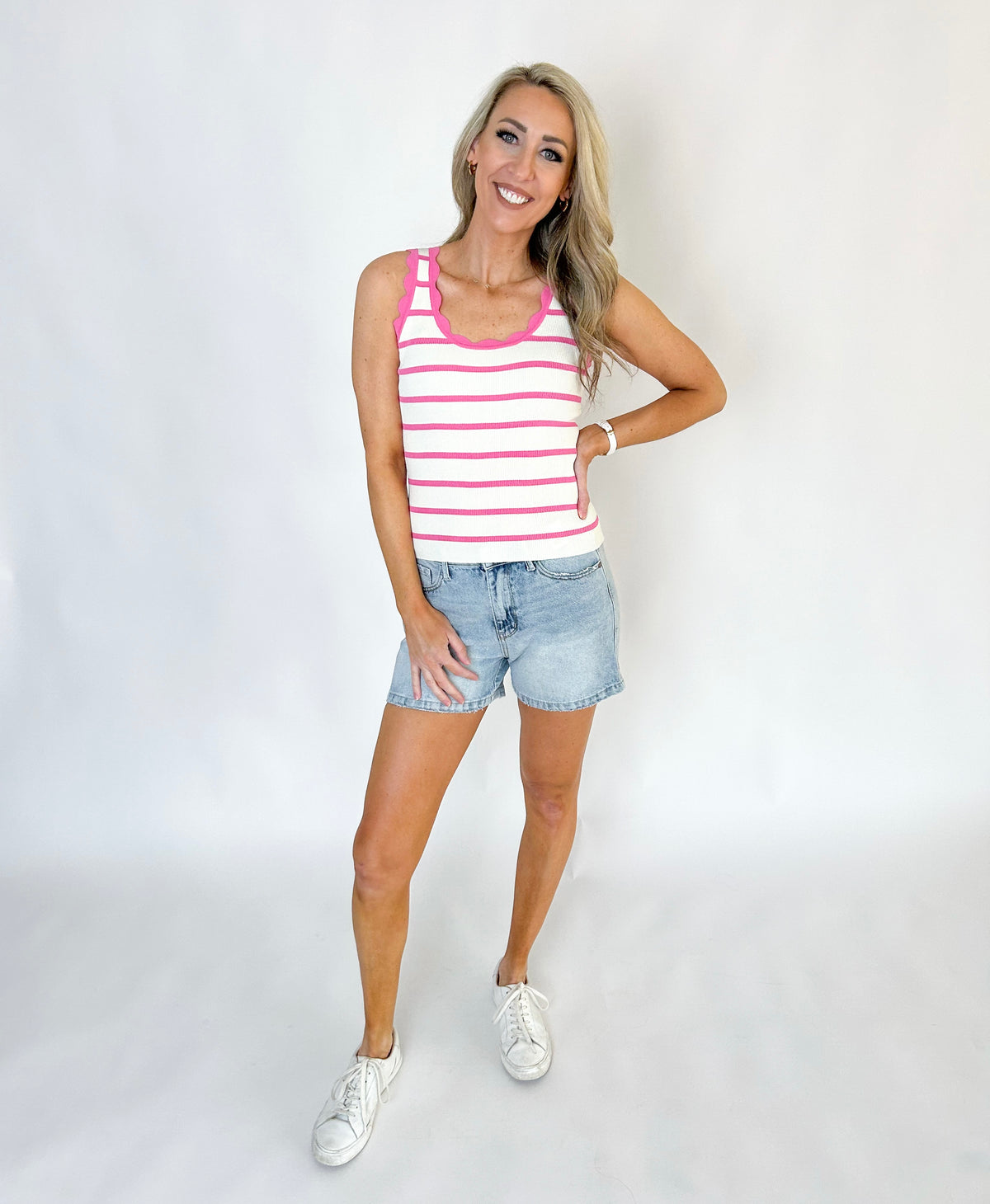 Khai Striped Scoop Neck Tank Top