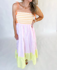 Sherbet Colored Stripe Maxi Dress