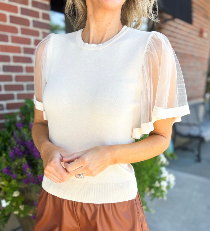 Velma Flowy Mesh Sleeve Top