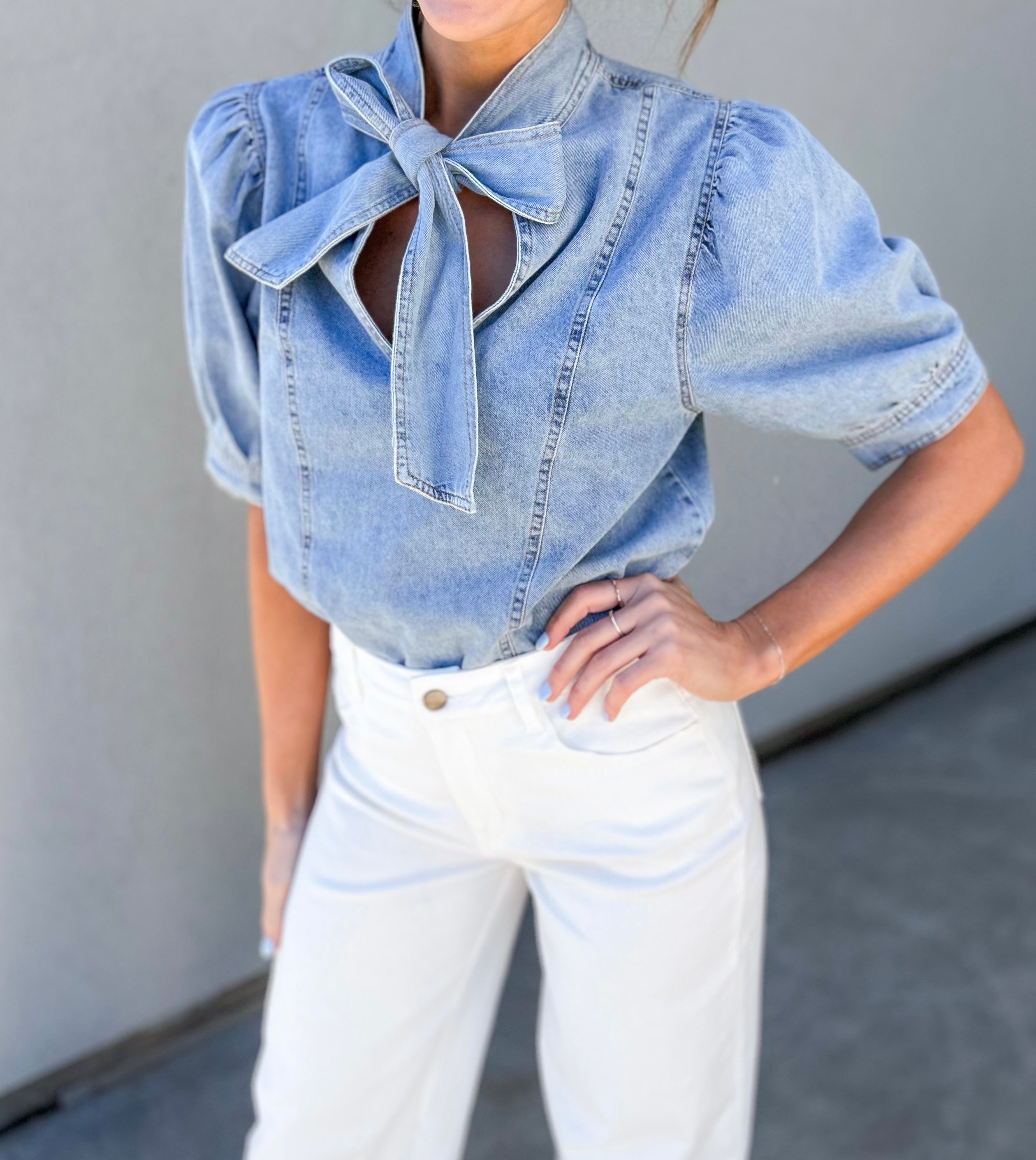 Bow Tie Denim Top