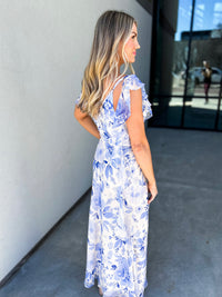 Kayli Back Drape Floral Print Maxi Dress