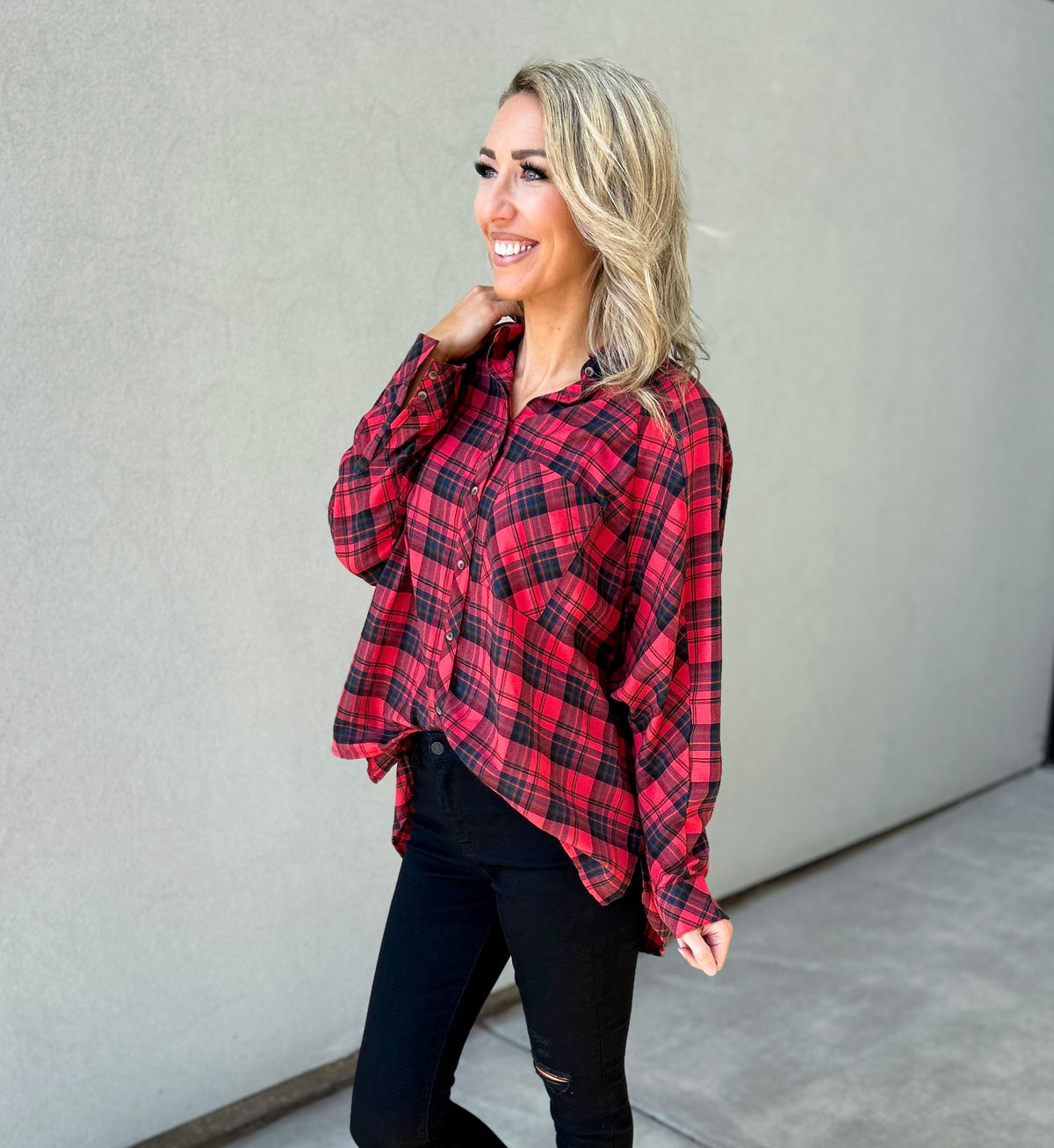 Dani Oversized Plaid Flannel Button Up Shirt