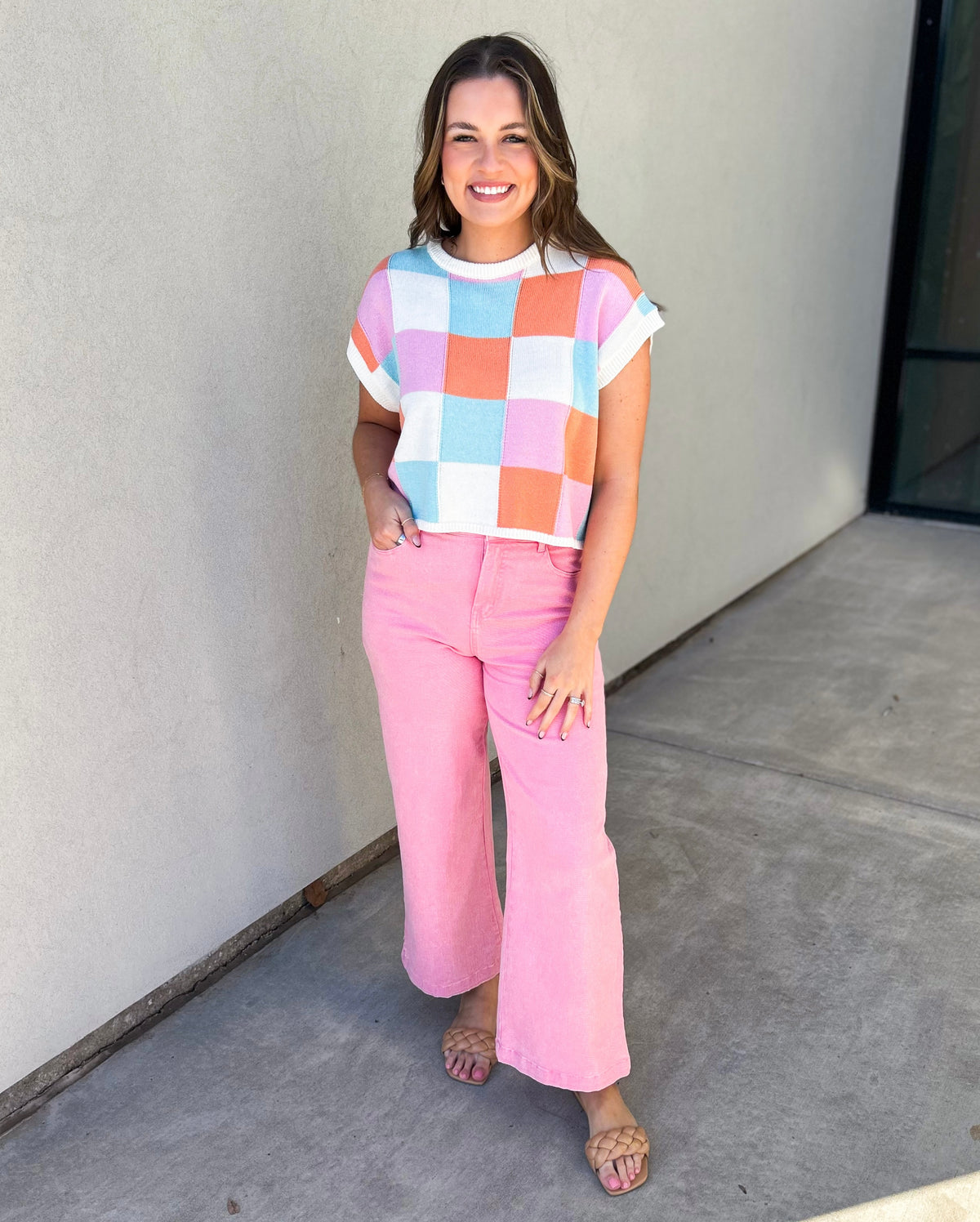 Jaxine Color Block Sleeveless Top