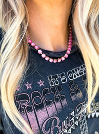 Myra Bubble Gum Pink Gem Necklace