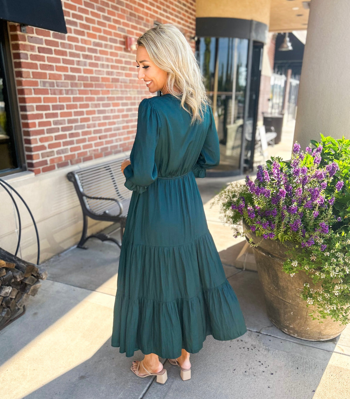 Emelina Satin Maxi Dress (Hunter Green)