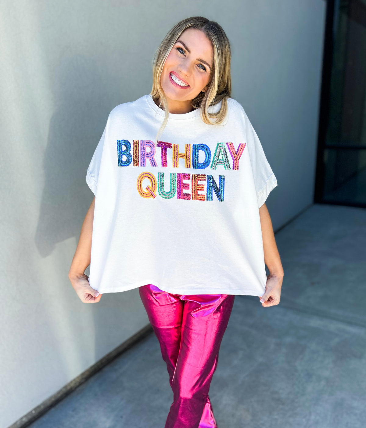 Birthday Queen Sequin Oversized T-Shirt