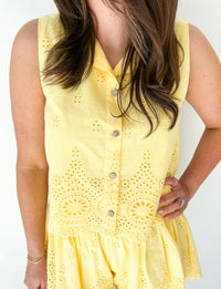 Lemon Eyelet Top