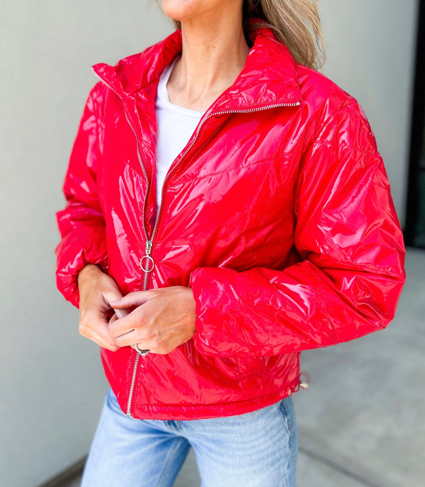 Britney Shiny Faux Leather Jacket