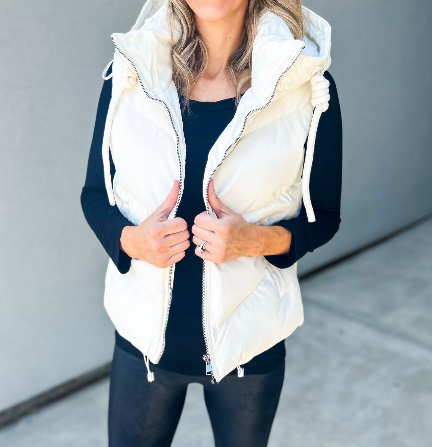 Greyson Hooded Puffer Faux Leather Vest