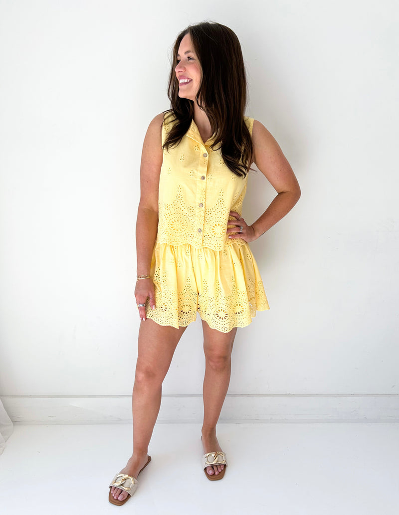 Lemon Eyelet Top